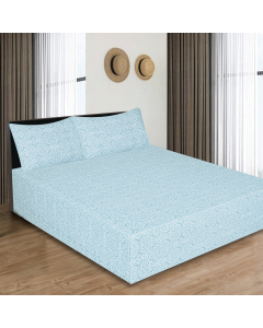 Queen Luxury 100% Cotton Flannelette Fitted Bed Sheet & 2 Pillow Case Combo Set - Light Blue
