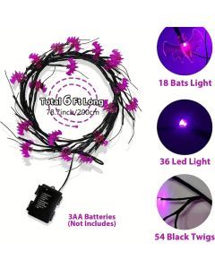 Enchanted Night Wings: Halloween Wicker Bat String Lights