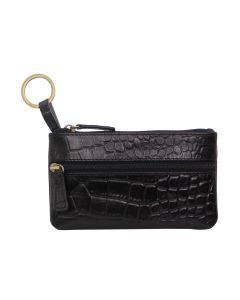 Pierre Cardin Womens Genuine Leather RFID Coin Purse Wallet - Black (Croc)