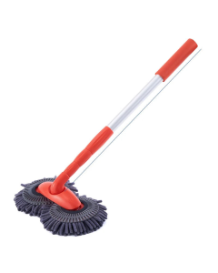 Rotating Car Wash Mop Brush–3-Section Telescopic Double Head Orange