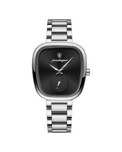 Women's Stainless Steel Waterproof Quartz Watch (Silver Black)