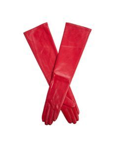 Dents Mia Womens Single Point Long Leather Gloves - Berry