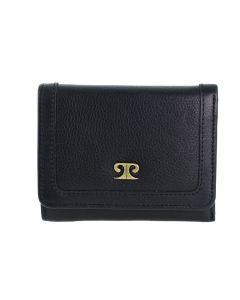 Pierre Cardin Ladies Leather Snap Button Tri-Fold Wallet - Black