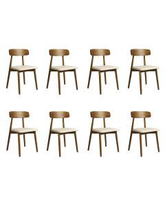 Levede 8x Dining Chairs Kitchen Chair PU Leather Rubberwood Frame Cafe Lounge