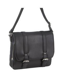 Pierre Cardin Pebbled Leather 13" Laptop Computer Bag Overnight Satchel - Black