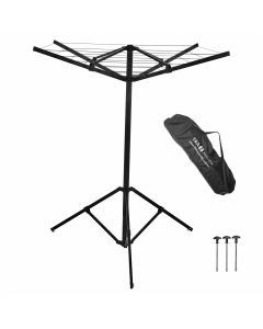 Black Portable camping caravan clothes line with carry bag