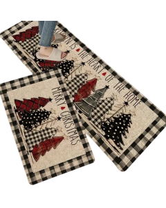 Vintage Puffy Christmas Tree Pattern Mat | Non-Slip, Waterproof, Machine Washable Floor Mat