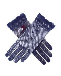 Dents Womens Hand Crochet Gloves - Navy