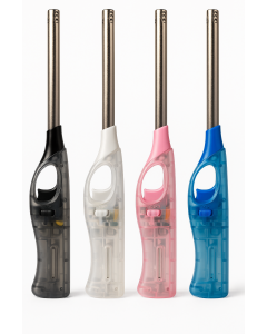 1x Clear Long Gas Lighter for Kitchen w/ Safety Lock - Assorted Colours