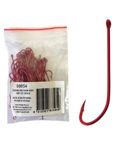 50 Pack of Tsunami Size 1 Red Long Shank Hooks - Chemically Sharpened Worm Hooks