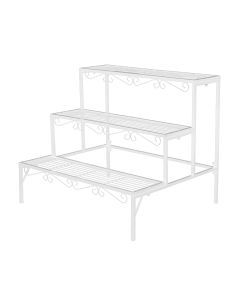 Levede 3 Tier Rectangle Metal Plant Stand Flower Pot Planter Corner Shelf White