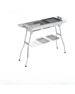 Portable Outdoor Stainless Steel Charcoal Grill Foldable BBQ Tool Silver