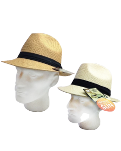 Melbourne Hats Mens Ecuadorian Palm Straw Fedora Hat - Natural (Handwoven Summer Panama Trilby)