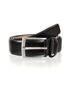 Dents Mens Premium Full Grain Leather Classic Plain Belt - Black