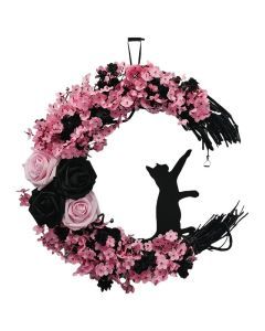 Cat Moon Wreath Halloween Decor