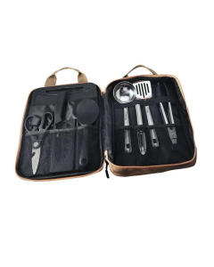 8-Piece Camping Kitchen Cookware Set Khaki