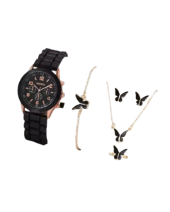 Womens Watch Jewelry Bracelet Ring Set (BK-HD)