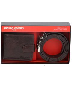 Pierre Cardin Mens RFID Leather Wallet & Belt Gift Set - Chestnut (Fathers Day)