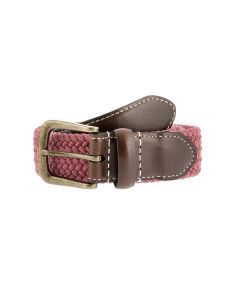 Dents Mens Elastic Stretch Belt Leather End Webbing - Flamingo