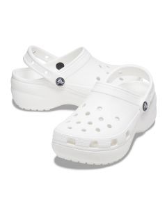 Crocs Womens Classic Platform Clog Sandals - White (Slip-On Shoes)