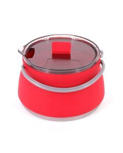1L Folding Silicone Camping Kettle Pot Red
