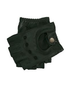 Dents Mens Fingerless Leather Driving Gloves in British Racing Green