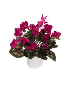 34cm Potted Faux Cyclamen Plant in Pot Artificial Flower Plant Decor - Fuchsia