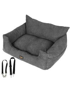 Pawz Pet Car Booster Seat Dog Protector Portable Travel Bed Removable Grey L