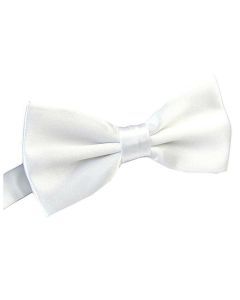 Mens Large White Bow Tie (Pre-Tied Classic Formal Necktie)
