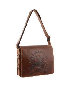 Billy The Kid Mens Genuine Leather Shoulder Bag Western in Cognac