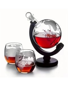 Globe Whiskey Decanter Set Lead-Free Glass Carafe