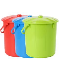 Plastic Bucket with Lid & Carry Handle 16L – Assorted Colours (30D x 28H cm)