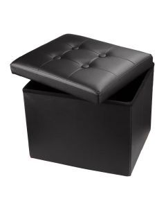 Foldable Leather Storage Stool - Stylish Lodge Design