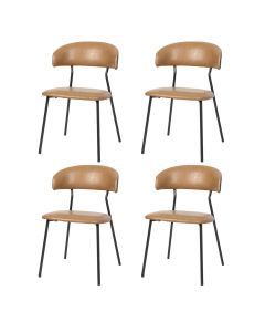 Levede 4x Dining Chairs PU Leather Padded Seat Kitchen Lounge Cafe Stackable