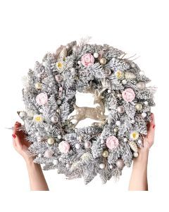 Pink & Gold Christmas Wreath for Door