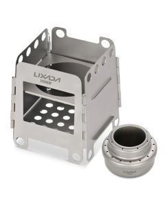 Folding Wood Stove with Mini Alcohol Stove Silver