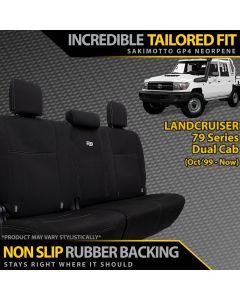 Razorback 4x4 GP4 Standard Neoprene Rear Row Seat Covers suitable for a Toyota LC 79 Series Dual Cab