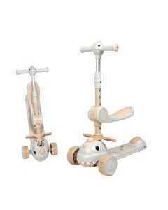 BoPeep Foldable Kids Scooter Adjustable Height LED Light Music 3 Wheels & Seat