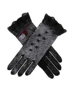 Dents Womens Hand Crochet Gloves - Black