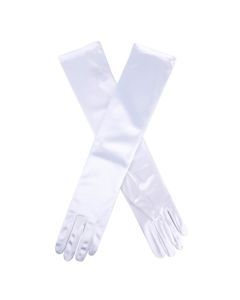 Dents Womens Long Above Elbow Satin Gloves in White