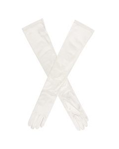 Dents Womens Long Opera Satin Gloves in Ivory