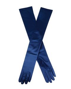 Dents Womens Long Opera Satin Gloves - Navy