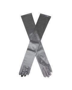 Dents Womens Long Opera Satin Gloves in Pewter