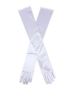 Dents Womens Long Opera Satin Gloves in White