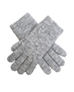 Dents Womens Cable Knit Gloves in Dove Grey