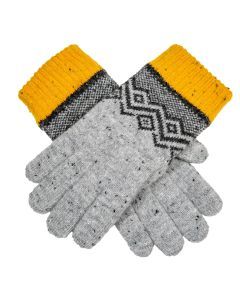 Dents Women’s Knitted Gloves with Geometric Pattern - Grey