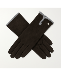 Dents Womens Soft Feel Touchscreen Gloves with Faux Fur and Button Trim - Black