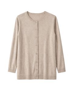 idyl Womens Cashmere Wool Button Cardigan - Natural (Longline Sweater)