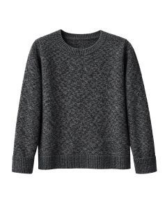 idyl Womens Cashmere Wool Horizontal Rib Jumper - Charcoal (Textured Knit Pullover Sweater)