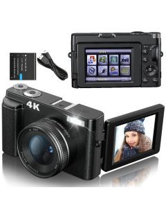 4K Digital Camera with Autofocus Anti-Shake Black